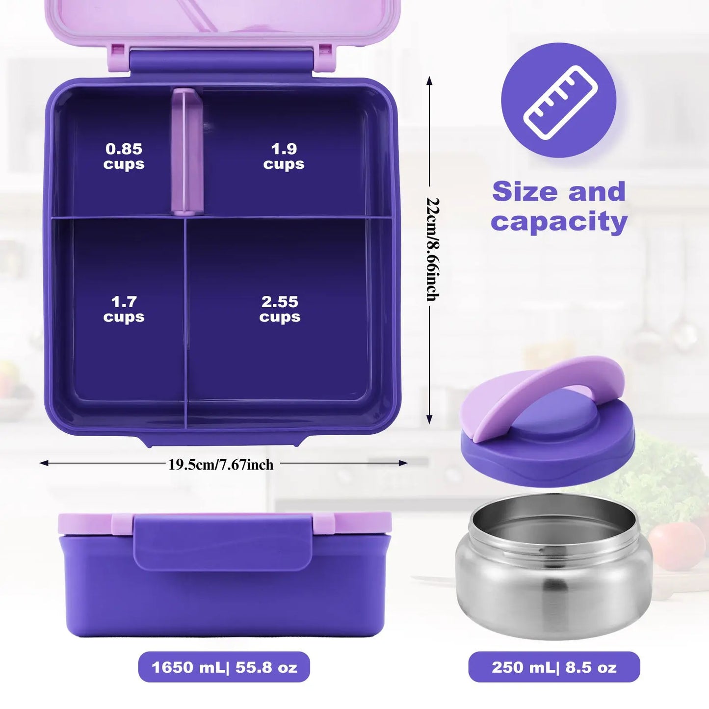 Four-Grid Lunch Box con Bowl para Sopa